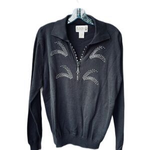 Vintage D.A.G.collection size L 100% cotton rhinestone zip and decor